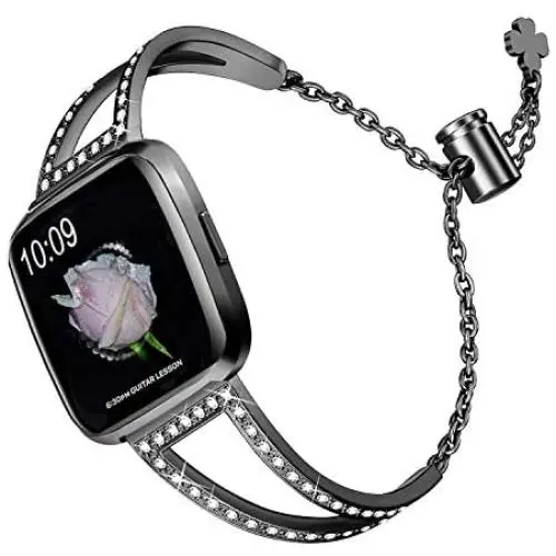 bayite Bling Bands Compatible with Fitbit Versa/Versa 2 Band for Women, Stainless Steel Metal Jewelry Bracelet Bangle Wristband, 3 Colors Available bayite Bling Bands Compatible with Fitbit Versa/Versa 2 Band for Women, Stainless Steel Metal Jewelry Bracelet Bangle Wristband, 3 Colors Available
