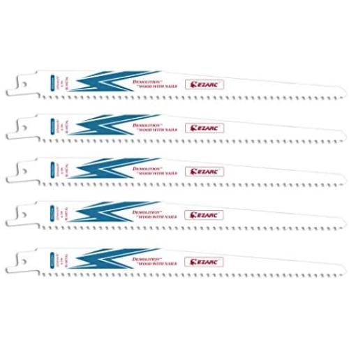 EZARC Reciprocating Saw Blade Bi-Metal Cobalt Sabre Saw Blades for Wood Demolition 9-Inch 6TPI R922DH (5-Pack)