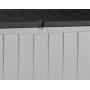 Keter Novel 90 Gallon Resin Deck Box-Organization and Storage for Patio Furniture Outdoor Cushions, Throw Pillows, Garden Tools and Pool Toys, Grey/Black