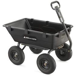 Gorilla Carts Heavy-Duty Poly Yard Dump Cart | 2-In-1 Convertible Handle, 1200 lbs capacity | GOR6PS model