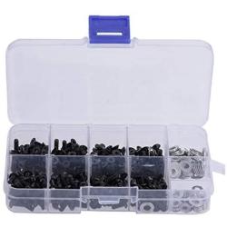 ShareGoo 340PCS Universal Screws Box Repair Accessories for HSP Redcat Traxxas SCX10 HPI 1/10 RC Car,M3 Flat/Round Head Screws & M3/M4 Flat Washer