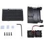 Treedix Metal Aluminium Alloy Armor Case Pi 4 Case, with Dual Cooling Fan Heatsink Compatible with Raspberry Pi 4 Model/Pi 4B (Black)