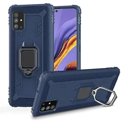 Newseego Compatible with Samaung Galaxy A51 5G Case (Not Fit A51 4G) with Metal Ring Holder Kickstand Work with Magnetic Car Mount Shockproof Protective Soft Cover-Blue