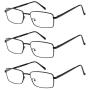 Reading Glasses Set of 3 Metal Full Rim Glasses for reading for Men and Women