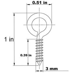 100pcs Screw Eye,1 inch Lag Eyebolts Thread Eye Screws, Silver Plated Metal Eye Shape Screw Hooks Self-Tapping Screws Hooks Ring