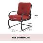 MFSTUDIO 2PCS Patio Bistro Dining Spring Motion Chairs Outdoor Furniture for Backyard, Garden with Removable Cushion Seat, Metal Frame, Burgundy