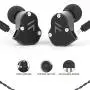 RevoNext QT2S in Ear Monitor Headphones, Triple Driver 2DD+1BA Balanced Armature with Dynamic Metal Shell Noise-Isolating Deep Bass Wired Earbuds with Detachable Cables(Black no mic)