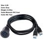 Kework Metal Dual USB 3.0 Ports Mount with Light, 3.3ft 2 Ports USB Male to 2 Ports Female Flush Mount Panel Mount Extension AUX Cable for Car Truck Boat Motorcycle Dashboard (Gray & 3.3ft)