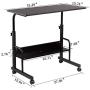 GAJOO Mobile Side Table, Mobile Laptop Desk Cart Tray Table Adjustable Sofa Side Bed Table Portable Desk with Wheels Student Laptop Desk (Black) 