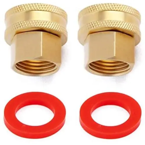 Litorange (2 Pack Industrial Metal Brass Garden Hose Threaded 3/4 to 1/2 NPT Fitting Connect, Green Thumb Quick Swivel Connector Adapter,Double Female Thread Size 3/4'' x 1/2'' NPT Pipe