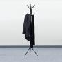 Mind Reader COATRACK11 Standing Metal Coat Rack Hat Hanger 11 Hook for Jacket, Purse, Scarf Rack, Umbrella Tree Stand, Black