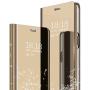 LANYOS Compatible Samsung Galaxy S8 Flip Case，Full Body Protection Translucent Electroplate Plating S-View Mirror Cover Built in Kickstand (Gold)
