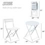 OC Orange-Casual 3-Piece Outdoor Furniture Set, Premium Steel Patio Stripe Small Bistro Set, Folding Dining Table and Chairs for Porch Balcony, White