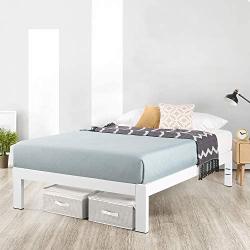 Mellow Rocky Base C 14'' Platform Bed Heavy Duty Steel White, w/ Patented Wide Steel Slats (No Box Spring Needed) - Full