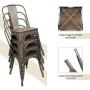 Metal Dining Chairs with Wood Seat, Tolix Style Indoor-Outdoor Stackable Industrial Chair with Back Set of 4 for Kitchen, Dining Room, Bistro and Cafe (Gun)