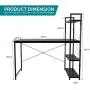 Desk with 3 Tier On Top & Below Desk Shelving | Home Office Computer Desk | Metal & Wood Industrial Style | 3 Shelf Modern Desk Shelving (Black) Desk with 3 Tier On Top & Below Desk Shelving | Home Office Computer Desk | Metal & Wood Industrial Style | 3 Shelf Modern Desk Shelving (Black)