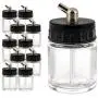 Master Airbrush (Pack of 10) TB-003 Empty 3/4 Ounce (22cc) Glass Jar Bottles with 60° Down Angle Adaptor Lid Assembly - Fits Single-Action Siphon Feed Airbrushes, Use with Master Badger Paasche, Iwata Master Airbrush (Pack of 10) TB-003 Empty 3/4 Ounce (22cc) Glass Jar Bottles with 60° Down Angle Adaptor Lid Assembly - Fits Single-Action Siphon Feed Airbrushes, Use with Master Badger Paasche, Iwata