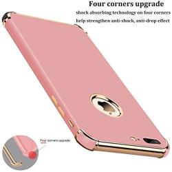 iPhone 8 Plus Case, Ultra Slim Flexible iPhone 8 Plus Matte Case, Styles 3 in 1 Electroplated Shockproof Luxury Cover Case for iPhone 8 Plus (Rose Gold)