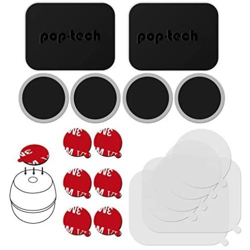 pop-tech 3M Adhesive Sticker Tapes Accessories Pack Replacement Kit for Magnetic Phone Car Mount and Pop Grip Mount Base, Includes Rectangle Metal Plate and Round Magic Plate, Clear Protective Films