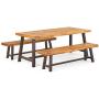 Christopher Knight Home 298403 Bowman Wood Outdoor Picnic Table Set | Perfect for Dining, Brown + Black Rustic Metal