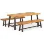 Christopher Knight Home 298403 Bowman Wood Outdoor Picnic Table Set | Perfect for Dining, Brown + Black Rustic Metal