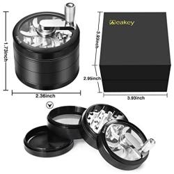 Hand Spice Herb Grinder Unbreakable Aluminum Grinder for Herb and Spice Lightweight for Easy Storage and Carrying 4 Parts (black)