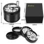 Hand Spice Herb Grinder Unbreakable Aluminum Grinder for Herb and Spice Lightweight for Easy Storage and Carrying 4 Parts (black)