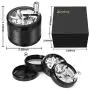 Hand Spice Herb Grinder Unbreakable Aluminum Grinder for Herb and Spice Lightweight for Easy Storage and Carrying 4 Parts (black)