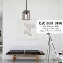 VINLUZ Kitchen Island 1-Light Fixture Farmhouse Wood Accents Frame Pendant Square, Black Metal Finish Dining Room Lighting Fixture Hanging, Modern Industrial Style