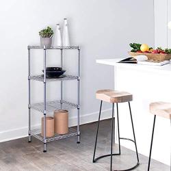 JS HANGER Wire Shelving Unit, 4-Tier Heavy Duty Height Adjustable Rolling Metal Shelves for Storage, 440 lbs Capacity, 23.23W X 13.4D X 47.24H, Silver