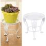 OUNONA Indoor Outdoor Metal Mini Flower Plants Pot Stand Rack Shelf for Balcony Desk 5.3 x 5.3 x 5.1 inches (White)