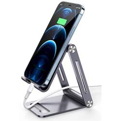 UGREEN Cell Phone Stand Adjustable Aluminum Mobile Phone Holder for Desk Compatible for iPhone 12 Pro Max 11 X SE XS XR 8 Plus 6 7 6S Samsung Galaxy Note20 S20 S10 S9 S8 S7 Smartphone Foldable