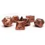 Legendary Copper Metal Polyhedral Dice Set with Black Signature Font - 7 Piece Collection