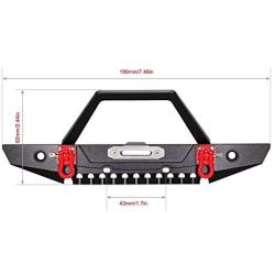 LAFEINA 1:10 Front Bumper Bull Bar with 2 LED Headlights Winch Mount Seat for 1/10 AXIAL SCX10 RC Rock Crawler Parts