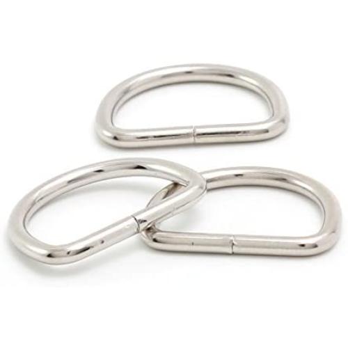 Metal D Ring 1 inch (3/4'' Inside Dimension) Non Welded Nickel Plated Loop Ring for Buckle Straps Bags Belt (5-Pack)