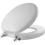 Mayfair 13CP 000 Soft Toilet Seat with Molded Wood Core and Classic Chrome Metal Hinges, 1 Pack Round, White Mayfair 13CP 000 Soft Toilet Seat with Molded Wood Core and Classic Chrome Metal Hinges, 1 Pack Round, White