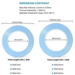 25M x 20mm x 0.25mm Thermal Adhesive Tape, Double Sided Adhesive Thermally Conductive Tapes, Cooling Pad for LED Strips, IC Chip, Laptop, Heat-Sink, SSD Drives, Computer, CPU, GPU, LED, Coolers