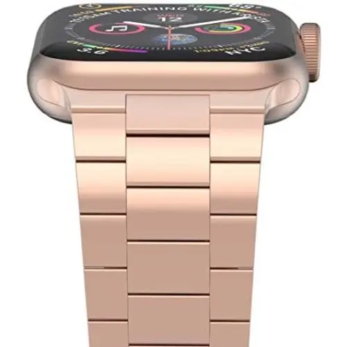 iiteeology Compatible with Rose Gold Apple Watch Band 40mm 38mm, Upgraded Version Solid Slim Metal iWatch Strap for Apple Watch Series 6/5/4/3/SE Rose Gold Women