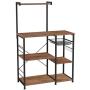 VASAGLE ALINRU Baker’s Rack with Shelves, Kitchen Shelf with Wire Basket, 6 S-Hooks, Microwave Oven Stand, Utility Storage for Spices, Pots, and Pans, Hazelnut Brown and Black UKKS035B03
