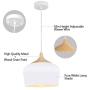 Karmiqi Modern Pendant Light, Bulb Included, Wood Pattern Ceiling Light Fixtures with Metal Shade, Hanging Light for Kitchen, Dining Room, Living Rooms, Hallway(White)