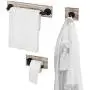 MyGift 3-Piece Torched Wood & Black Metal Pipe Wall Mounted Towel Bar, Toilet Paper Holder, and Robe Hook Bathroom Accessory Set