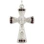 Silver Tone Base Metal Assorted Color Glass Rhinestone Crucifix Charm Pendants with Bail 1 3/8 Inch, Set Lot of 5 Pieces