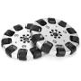 Fafeicy 2Pcs 3in Omnidirectional Wheel for Self-Stabilizing Hand Truck, 10pcs Driven Roller Industrial Robot Parts (Metal Wheel + Neoprene Roller)