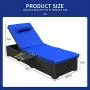 Outdoor PE Wicker Chaise Lounge - 2 Piece Patio Black Rattan Reclining Chair Furniture Set Beach Pool Adjustable Backrest Recliners with Royal Blue Cushions Outdoor PE Wicker Chaise Lounge - 2 Piece Patio Black Rattan Reclining Chair Furniture Set Beach Pool Adjustable Backrest Recliners with Royal Blue Cushions