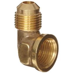 Anderson Metals - 54050-0608 Brass Tube Fitting, 90 Degree Elbow, 3/8'' Flare x 1/2'' Female Pipe