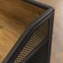 Walker Edison Malcomb Urban Industrial Metal Mesh Double Door Rolling Bar Cabinet, 33 Inch, Reclaimed Barnwood
