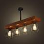 Wellmet Farmhouse Chandelier with Metal Cages, Rustic Chandelier for Dinning Room, 4 Lights Chandeliers Hanging Light for Living Room, Kitchen Island Lighting, Pool Table Light (Brown Smooth)