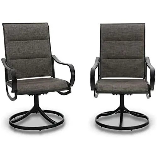 PHI VILLA Patio Swivel Dining Chair Set of 2, Metal Chairs for Kitchen Garden, with Textilene Padded Sling Fabric PHI VILLA Patio Swivel Dining Chair Set of 2, Metal Chairs for Kitchen Garden, with Textilene Padded Sling Fabric
