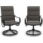PHI VILLA Patio Swivel Dining Chair Set of 2, Metal Chairs for Kitchen Garden, with Textilene Padded Sling Fabric