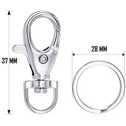 JEWMAY Metal Swivel Lanyard Snap Hook with Key Rings Keychain Hooks for Lanyard Key Rings Crafting